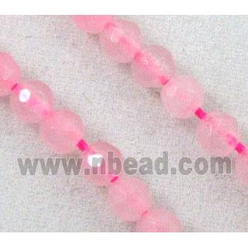 pink jade beads, tiny, faceted round