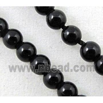 black onyx beads, tiny, round