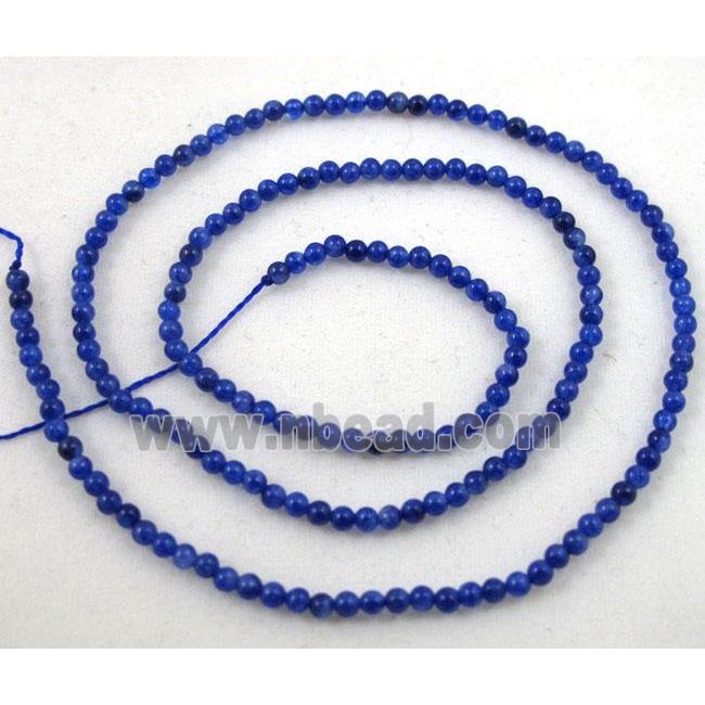 jade bead, tiny, round, deep blue