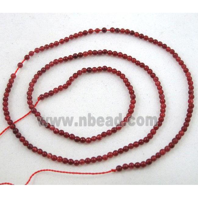 red jade beads, tiny, round