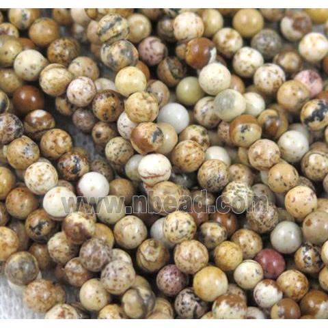 tiny picture jasper beads, round