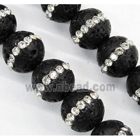 round Lave beads paved rhinestone