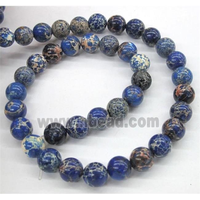 Sea Sediment Jasper beads, blue, round