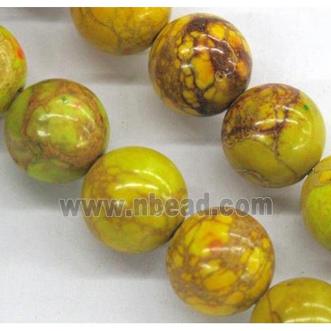 Sea Sediment Jasper beads, yellow, round