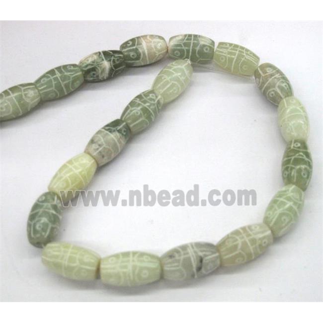 Chinese Jade Beads, barrel, carved