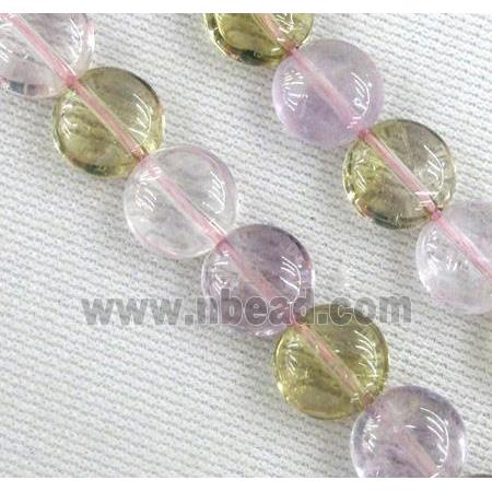 mixed gemstone beads, flat round