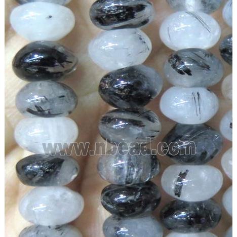 black Rutilated Quartz beads, rondelle