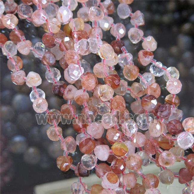 red Iron-Quartz bead, faceted teardrop