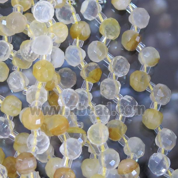 yellow Iron-Quartz bead, faceted teardrop