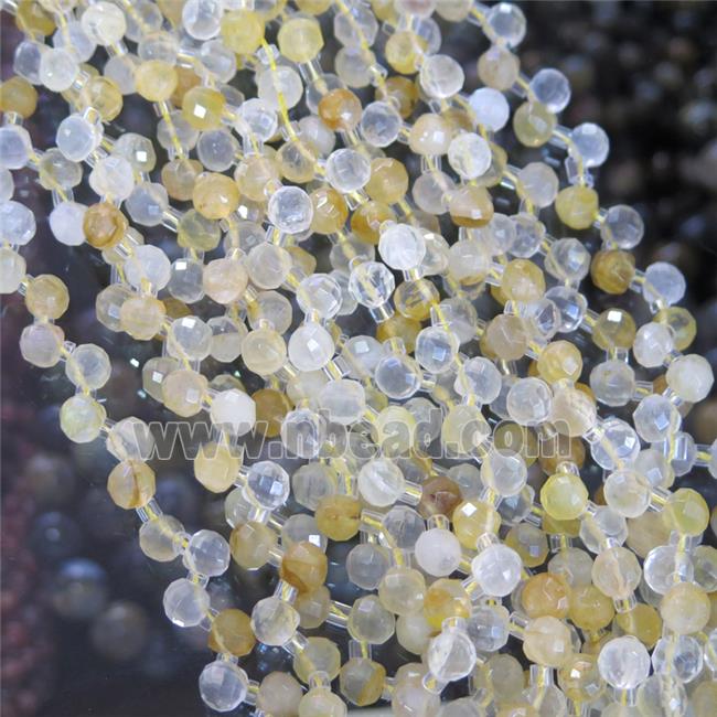 yellow Iron-Quartz bead, faceted teardrop