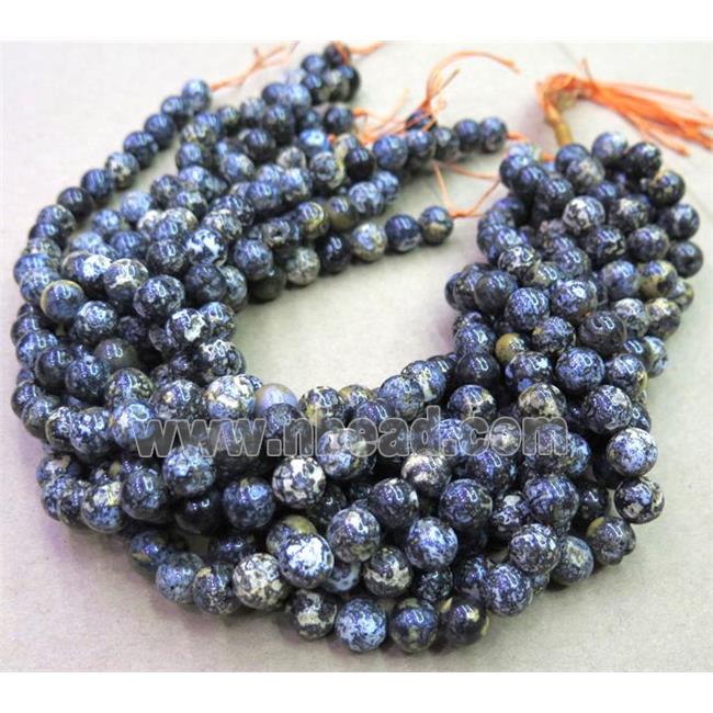 Natural Blue Ocean Agate Beads Smooth Round