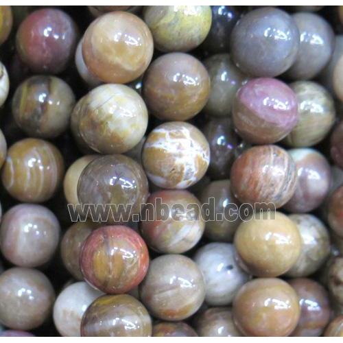 wooden Petrified Jasper beads, round