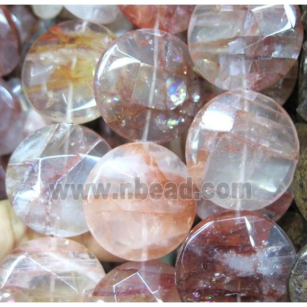 red Iron-Quartz, faceted flat-round