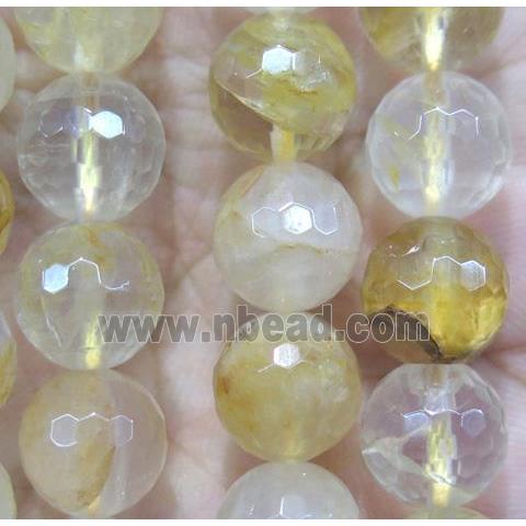 Yellow Iron-Quartz beads, faceted round