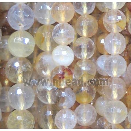 Yellow Iron-Quartz beads, faceted round