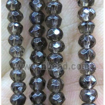 tiny Smoky Quartz Beads, faceted rondelle