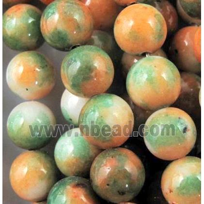 round Irisated Jade beds, orange