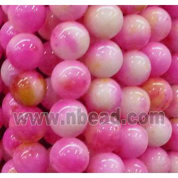 round Irisated Jade beds, hotpink