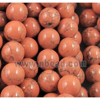 round turquiose beads, orange, synthetic