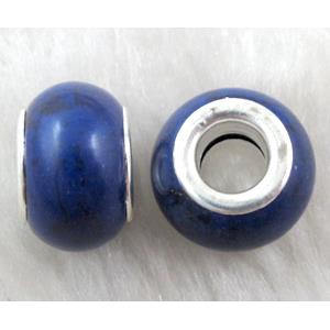 Turquoise bead with large hole, blue