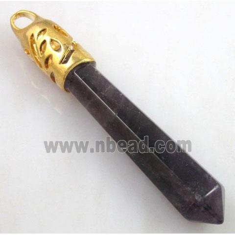 Amethyst Crystal Stone Pendant, stick, point