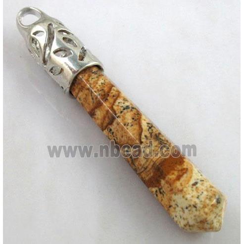 yellow Picture Jasper pendant, stick, point