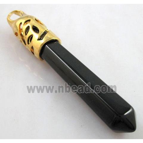 Black Onyx stone pendant, stick, point