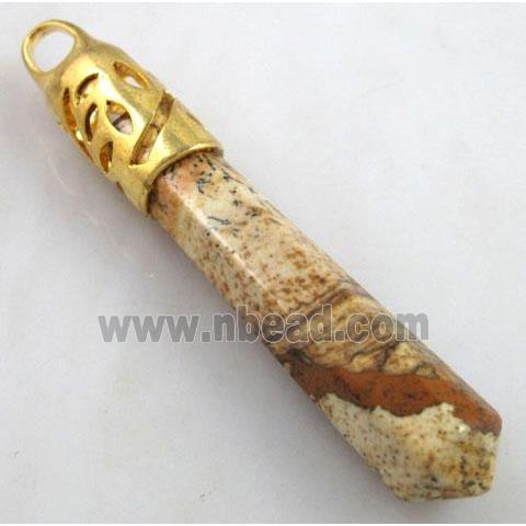 yellow Picture Jasper pendant, stick, point