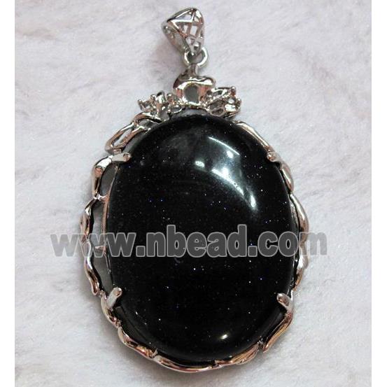 blue sandstone pendant, oval