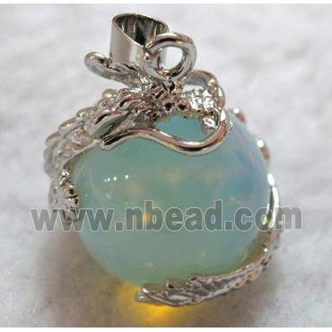 opalite pendant, platinum plated