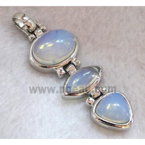 opalite pendant, platinum plated