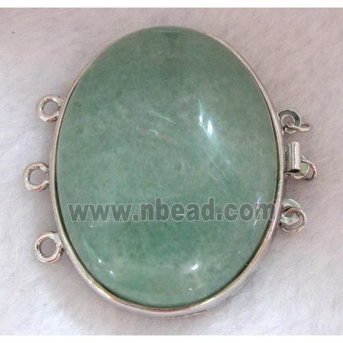 Green Aventurine connector for necklace, bracelet, platinum plated