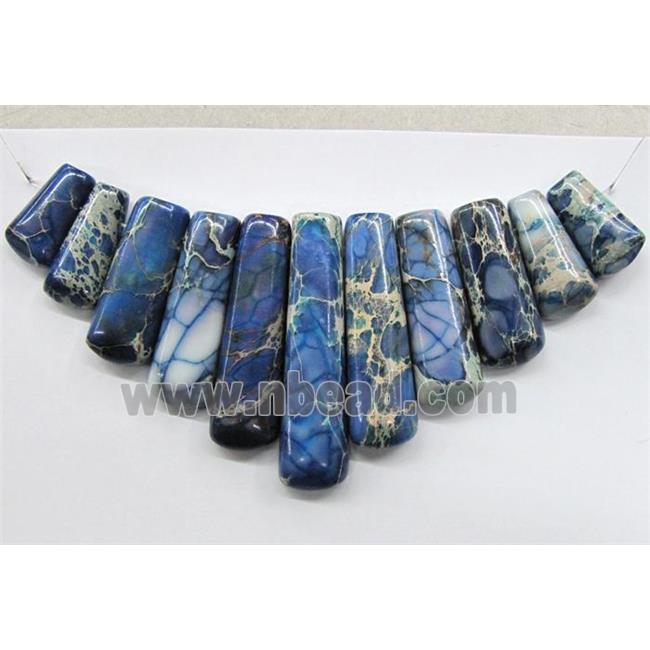 Blue Imperial Jasper Stick Pendant For Necklace