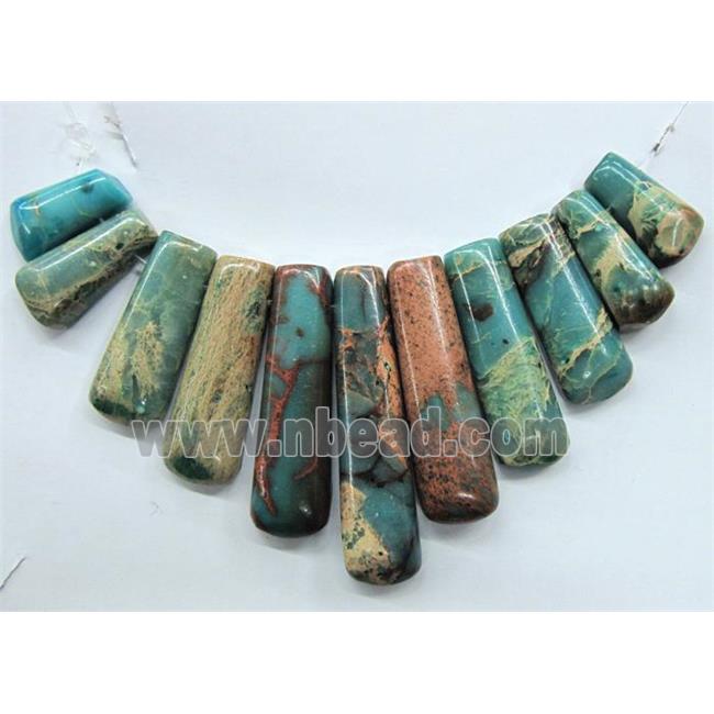 Blue Imperial Jasper Stick Pendant For Necklace