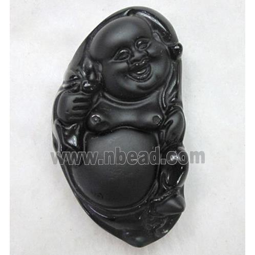 Natural Black Obsidian Buddha Pendant