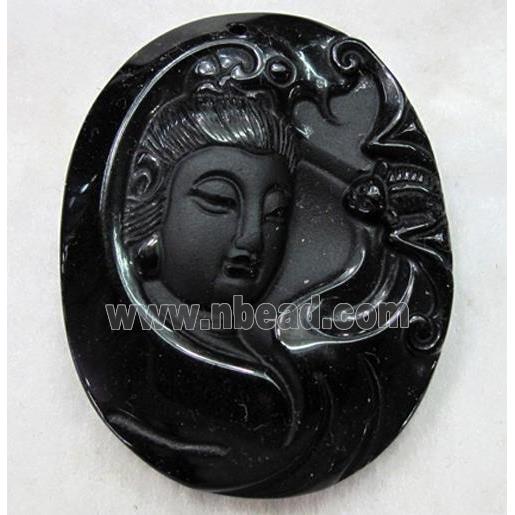 Natural Black Obsidian Buddha Pendant