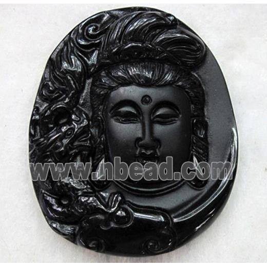 Natural Black Obsidian Buddha Pendant