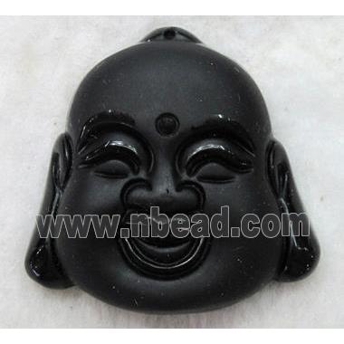 Natural Black Obsidian Buddha Pendant