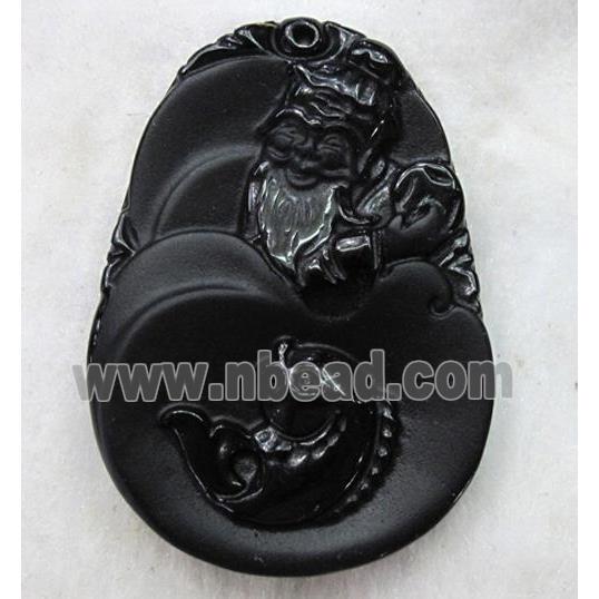 Natural Black Obsidian Buddha Pendant