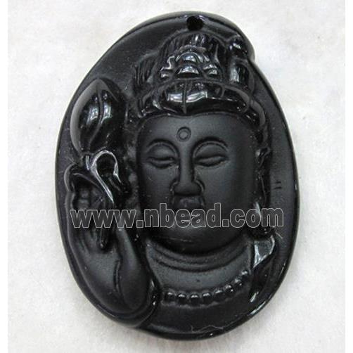 Natural Black Obsidian Buddha Pendant