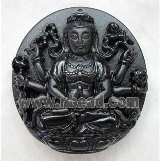 Natural Black Obsidian Buddha Pendant