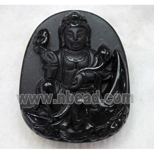 Natural Black Obsidian Buddha Pendant