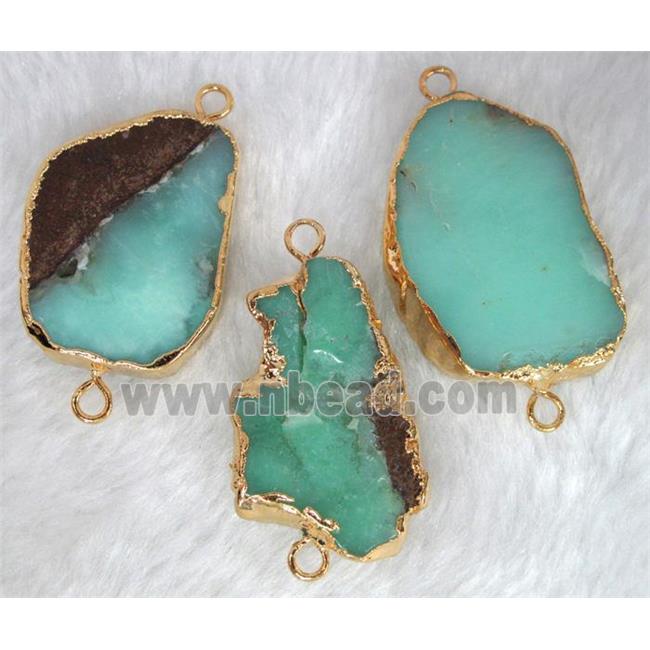 green Australian Chrysoprase Connector, gold plated