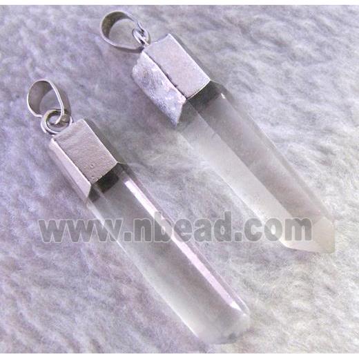 clear quartz stick pendant, freeform