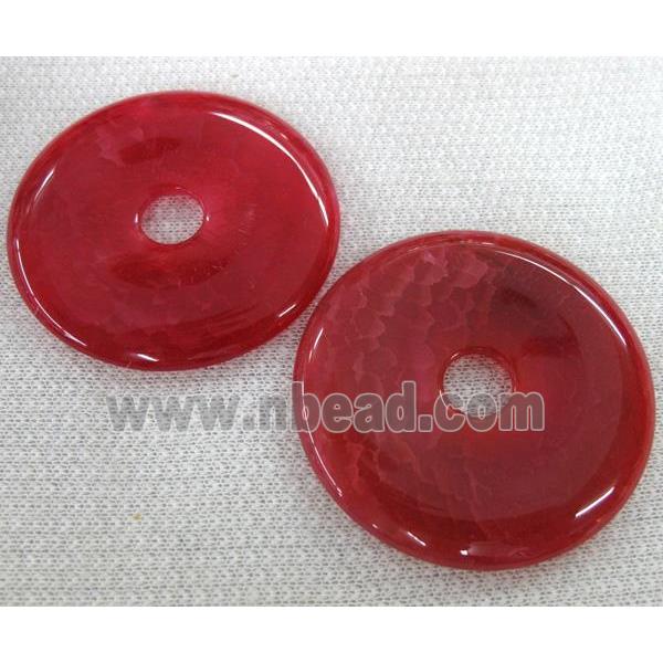 agate donut pendants, red