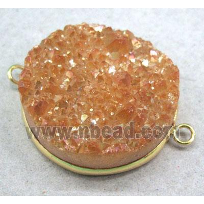 orange electroplated druzy quartz connector