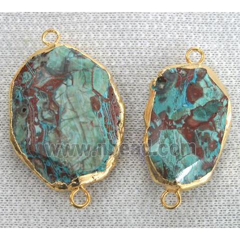 Ocean Jasper connector, freeform, gold plated