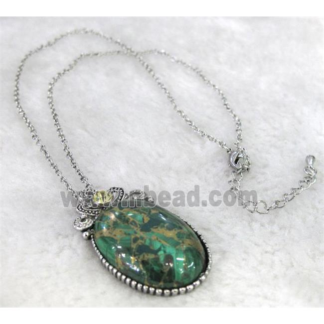 malachite necklace, oval