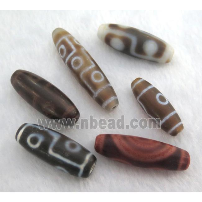 tibetan Dzi beads, barrel, mixed