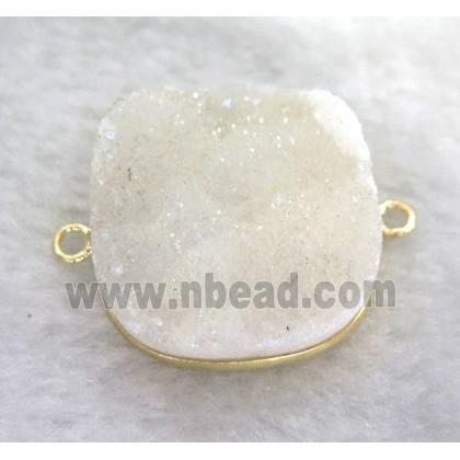 white druzy quartz connector, ab-color